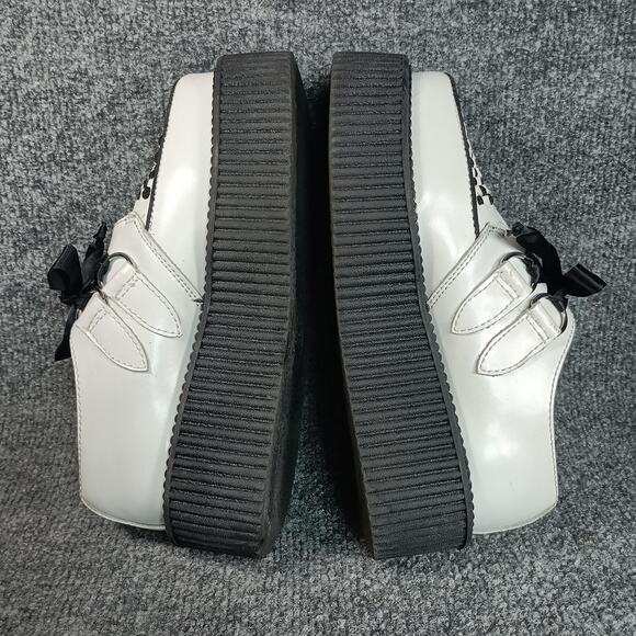 T.U.K Shoes Womens Size 5 White Platform Creepers D-Ring Checkerboard A6803 - Picture 6 of 9